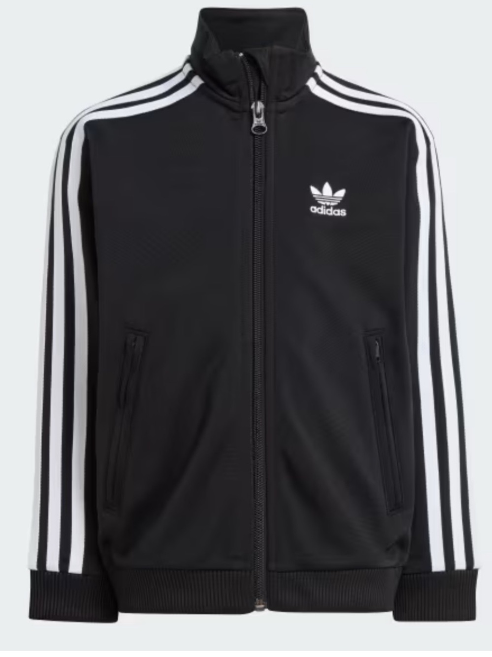 Adidas Black Firebird Track Jacket with White Stripes